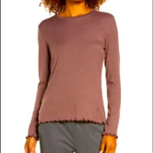 Zella Lettuce Edge Long Sleeve Rib T-Shirt